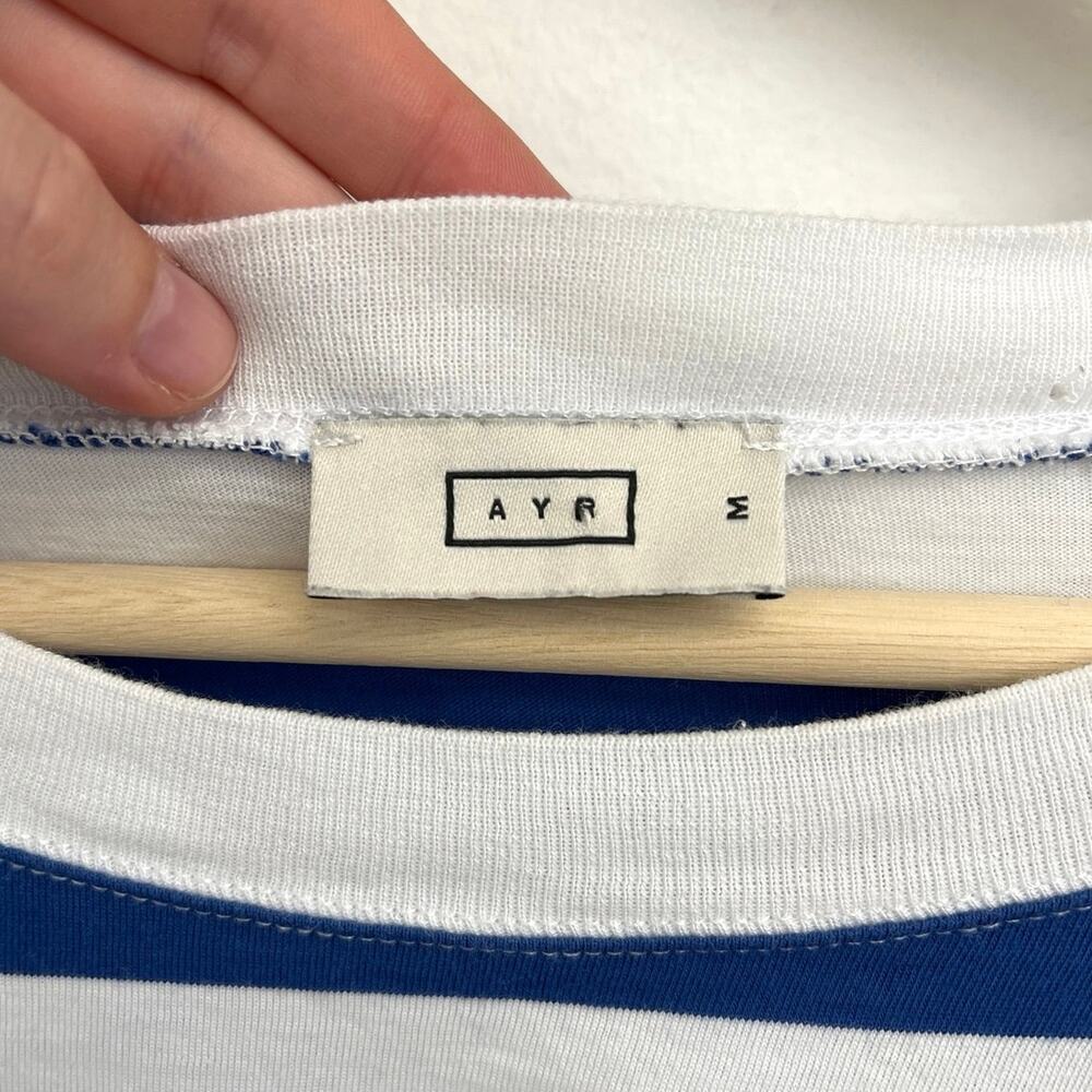 AYR The Hiijinx Pima Cotton Relaxed Boxy Riviera Stripe Crew Tee Retro - Medium - Picture 7 of 13